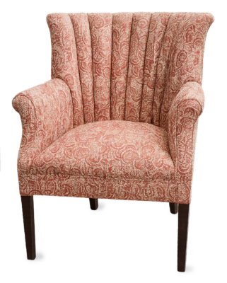 Custom upholstered chair from Mr. K's Fabric Shop in Quincy, IL, offering 50+ years of personalized fabric solutions.