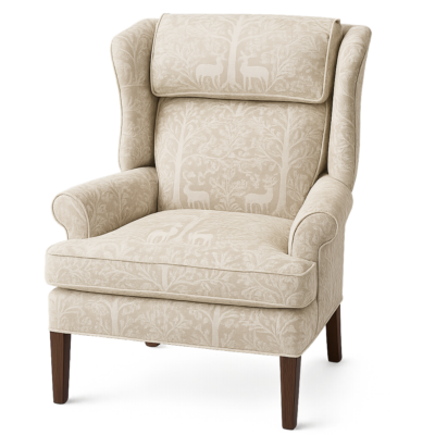Upholstered armchair from Mr. K's Fabric Shop, Quincy, IL, showcasing custom design expertise and quality craftsmanship.