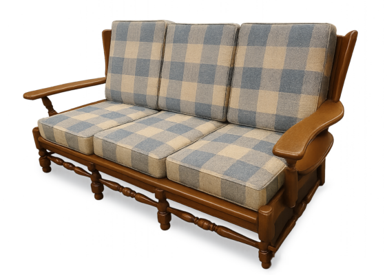 Custom upholstered sofa from Mr. K's Fabric Shop in Quincy, IL, showcasing over 50 years of quality craftsmanship.