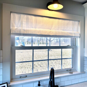 Custom window treatment from Mr. K's Fabric Shop, Quincy, IL—50+ years in personalized upholstery and awning solutions.